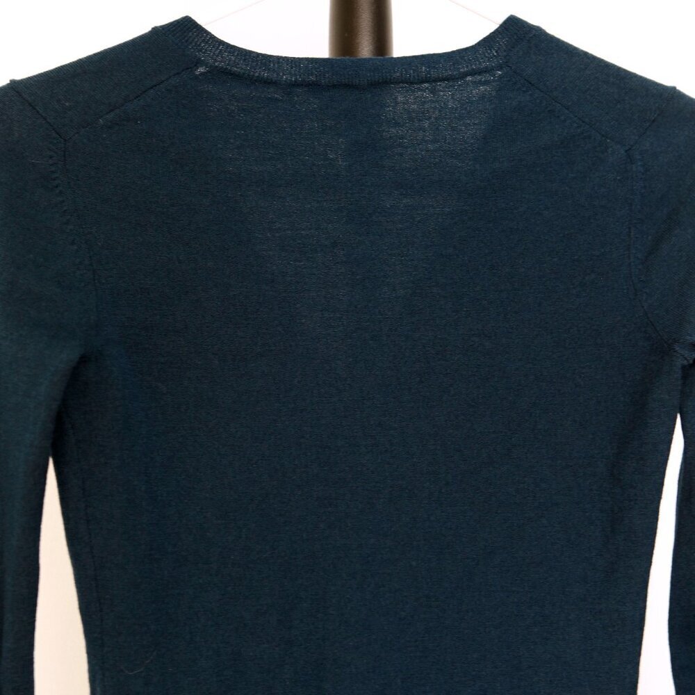 Theory Wool Dark Blue/Green Lightweight‎ V-Neck Pullover Sweater Sz XS - Picture 7 of 11